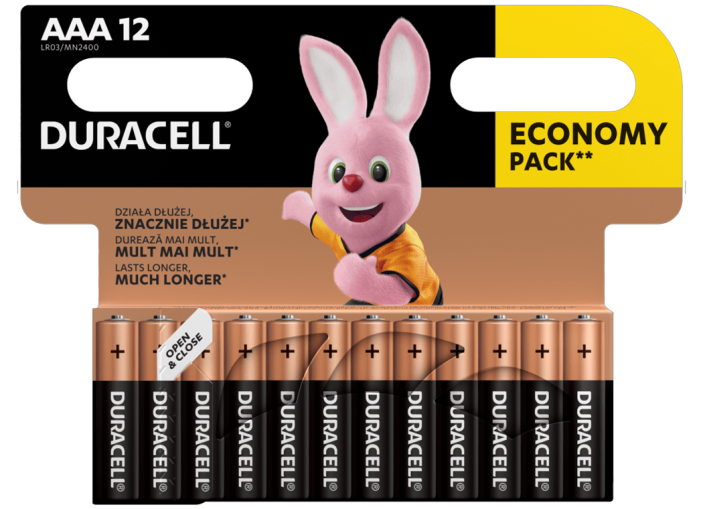 Алкални батерии ААА Duracell Basic MN2400 AAA - 12 броя