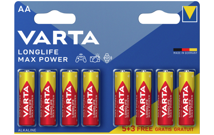 Алкални батерии AA Longlife Max Power - Varta BL5+3